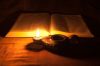 Oil Lamp and Bible Oil Lamp and Bible
